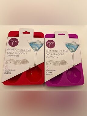 Core Kitchen Home Gemstone Ice Tray - Red (strawberry) & Purple (magenta)